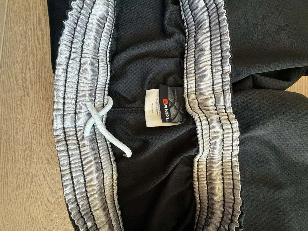 AND1 Men's Black and Silver Mesh Basketball Shorts Size L